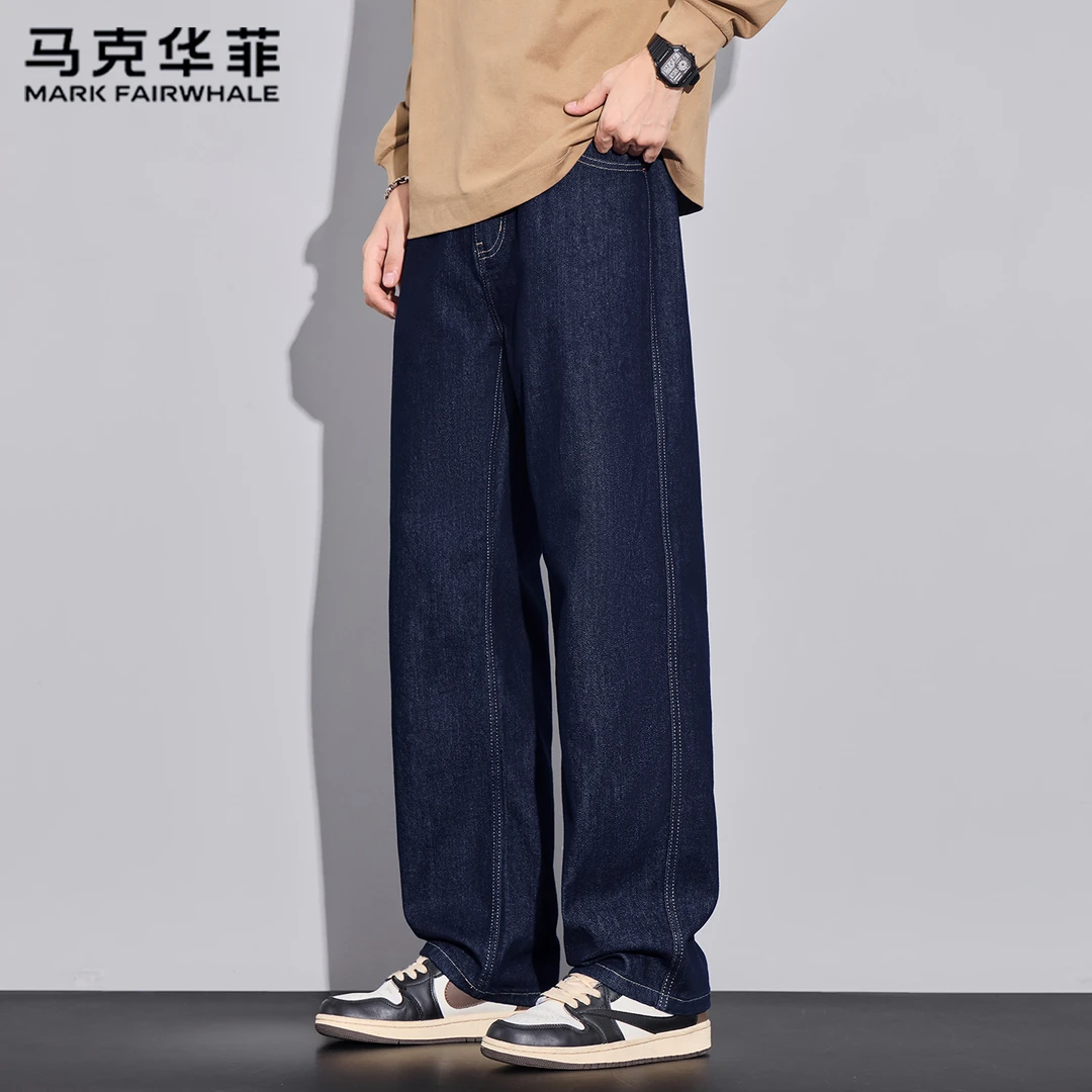 马克华菲原色牛仔裤男士宽松直筒休闲2025男女宽松原色直筒牛仔裤