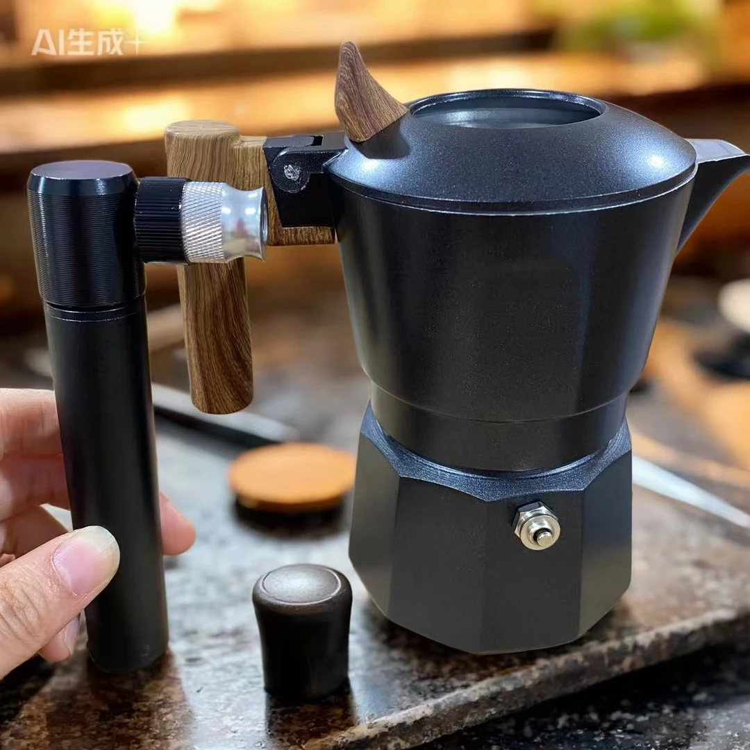 黑晶6代双阀2杯摩卡壶+黑色气筒+气嘴改好发货