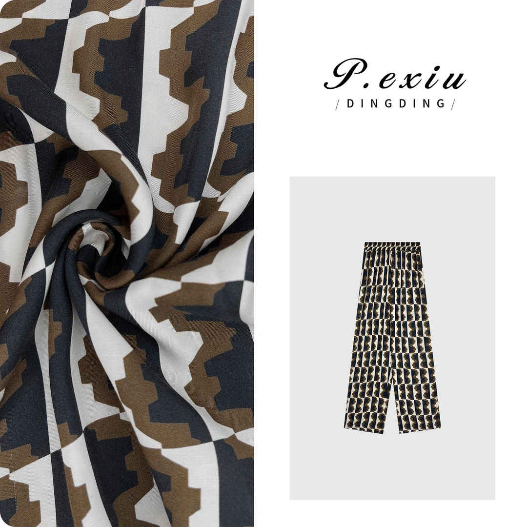 PanYiXiu/潘依绣人丝清凉感夏日轻薄透气阔腿休闲裤 W-62011