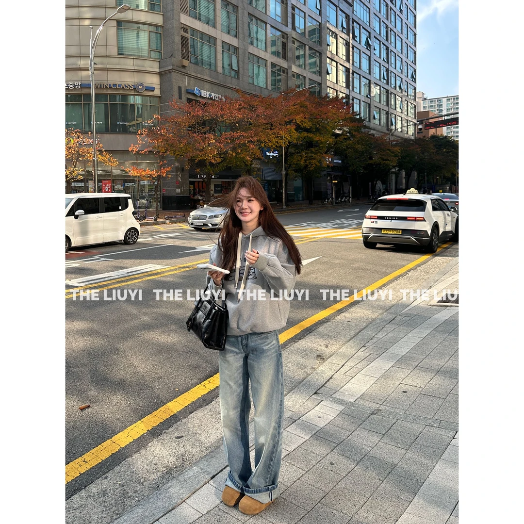 【LIUYI】三只小熊~韩系连帽加绒加厚套头卫衣511214