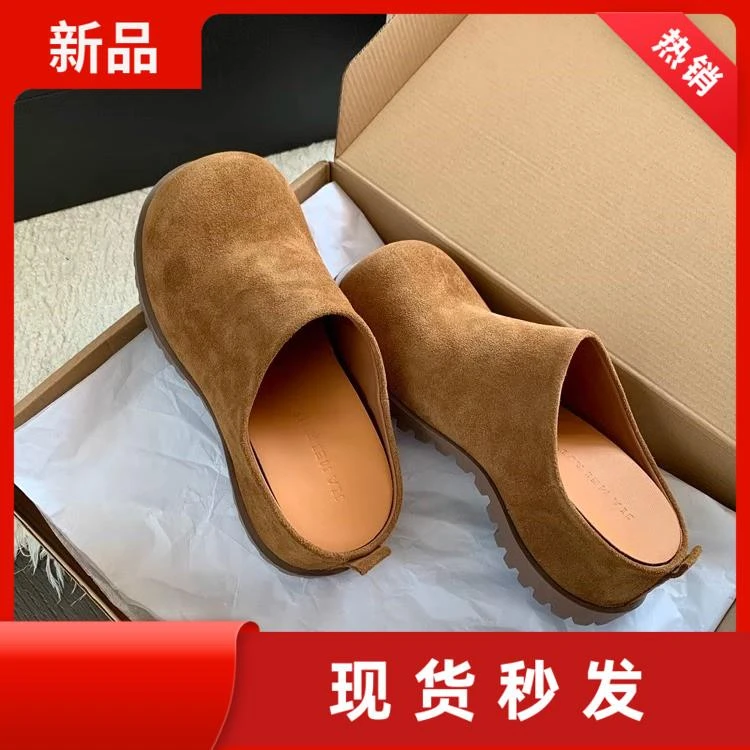 百搭包头勃肯鞋女2025新款内增高一脚蹬懒人厚底鞋复古大头拖鞋女