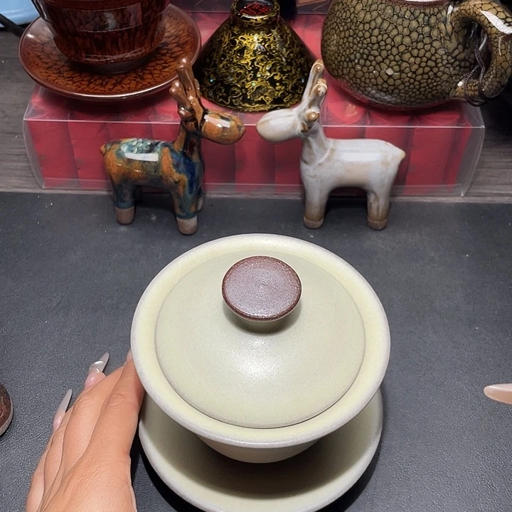 茶盏白贝三才盖碗