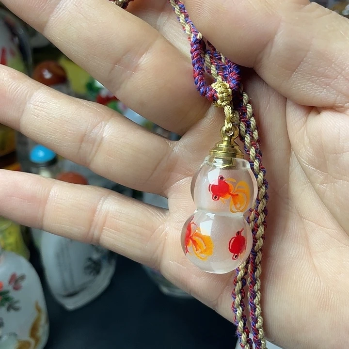有机玻璃内画鼻烟壶小葫芦吊坠