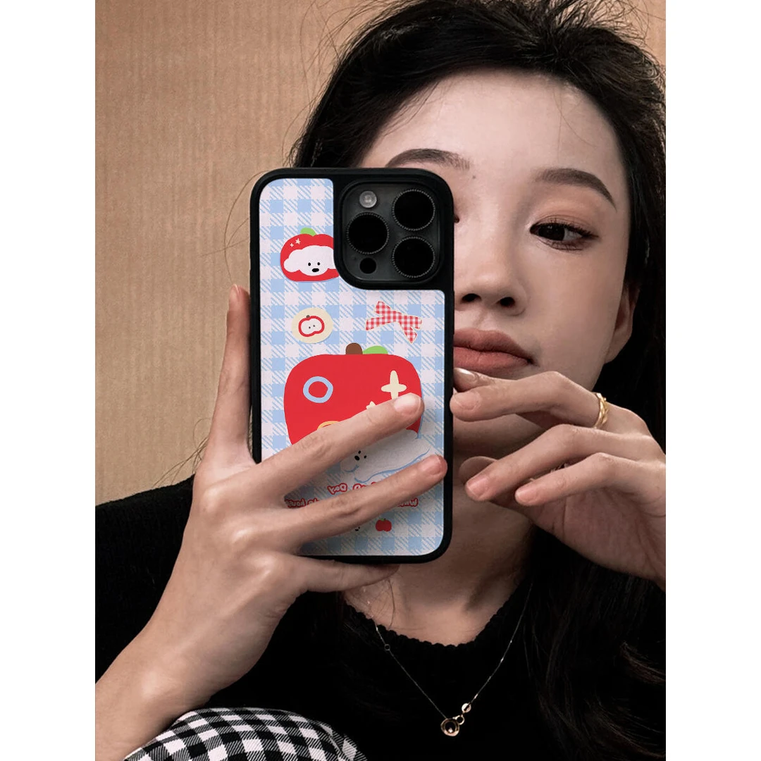 新款格纹韩风适用苹果16PROMAX手机壳iPhone15/14/13亚克力12/11