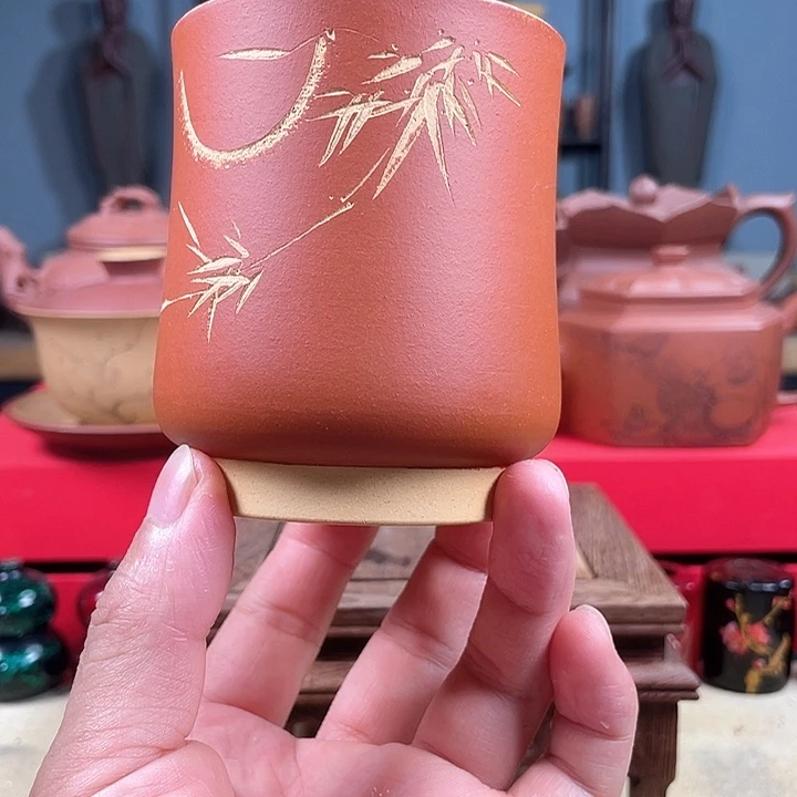 茶杯紫砂清风明月紫砂杯