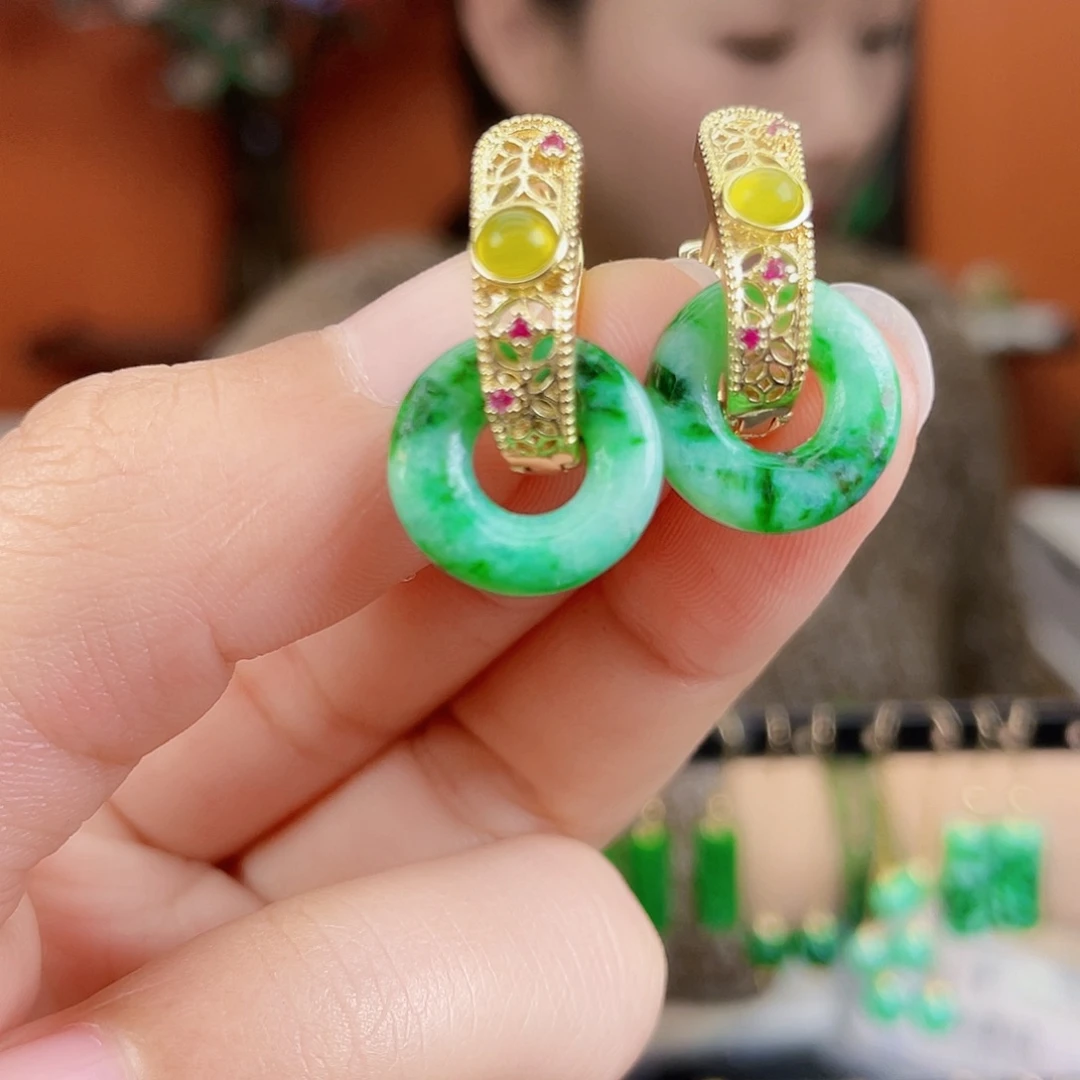 翡翠未镶嵌耳饰饰品