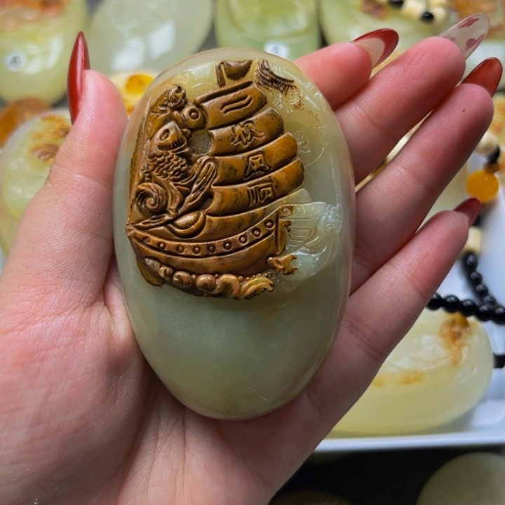 石材方解石手把件