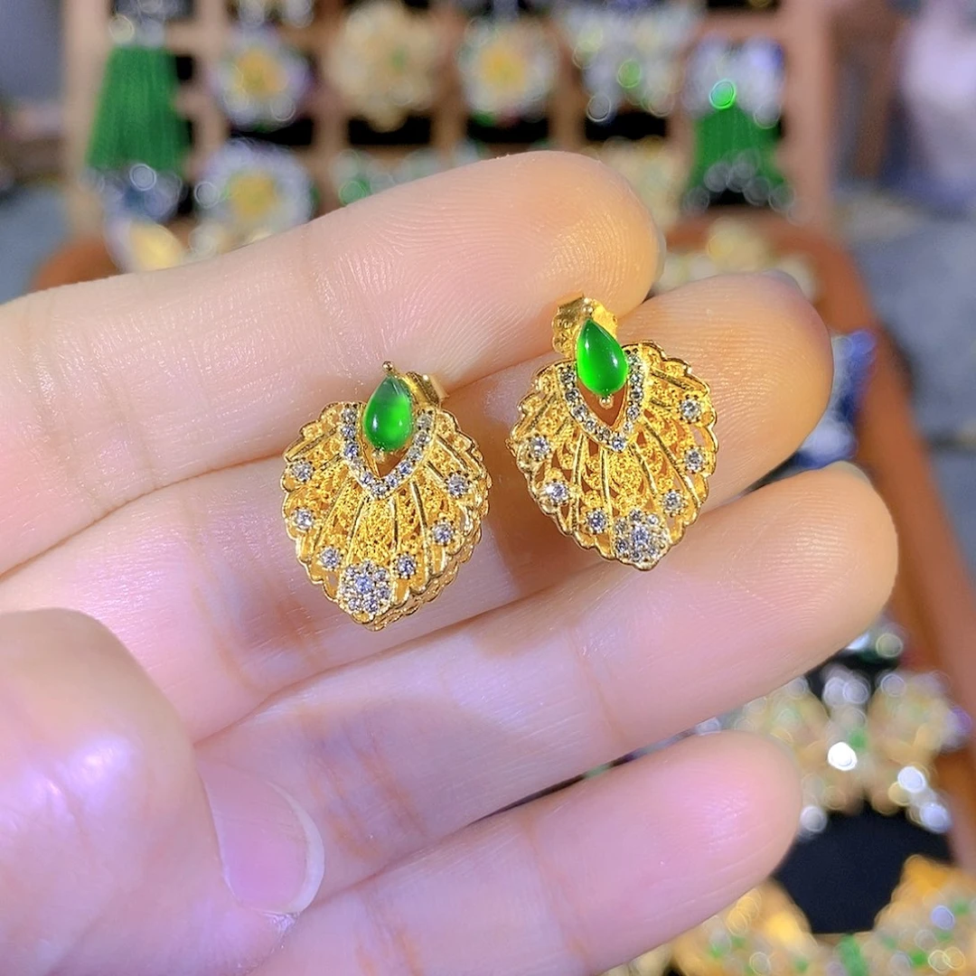 吊坠(不含链)银S925镶嵌翡翠