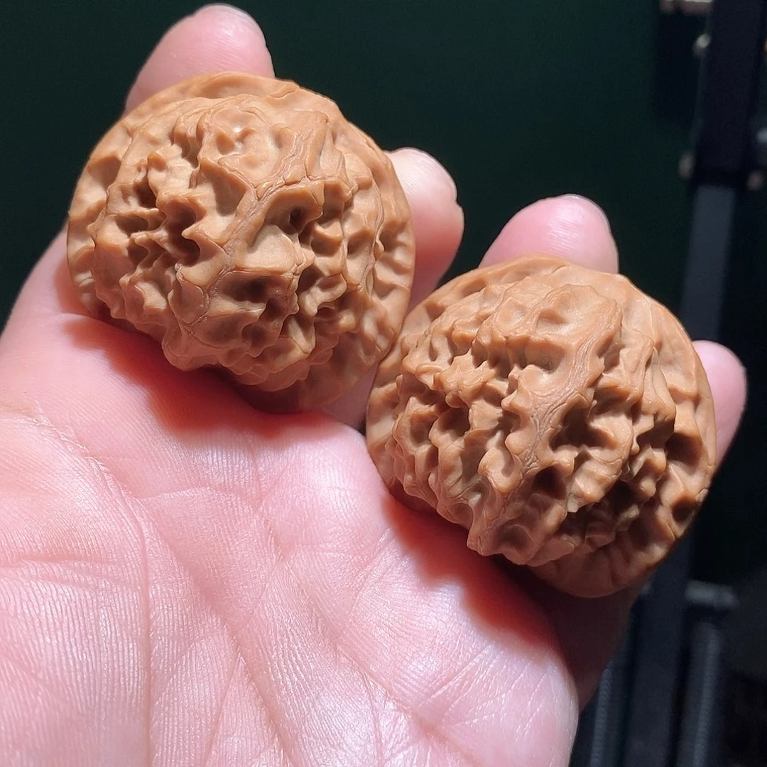 文玩核桃把件44.5龙鳞狮子头全品