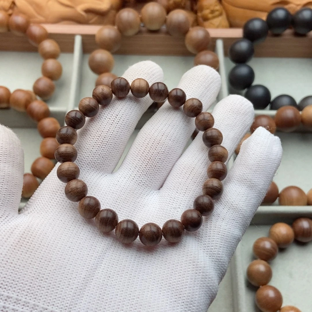 檀香木手串/手链高***妈0.8老山檀香黑肉奶香沉手串