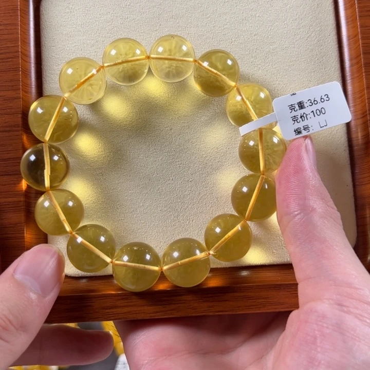 琥珀颈饰未镶嵌17mm圆珠金珀净水lj
