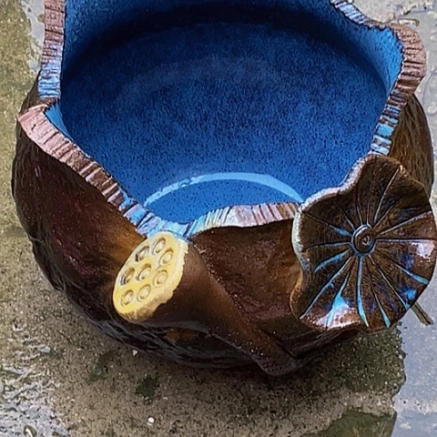 紫砂花盆口20高度17无孔