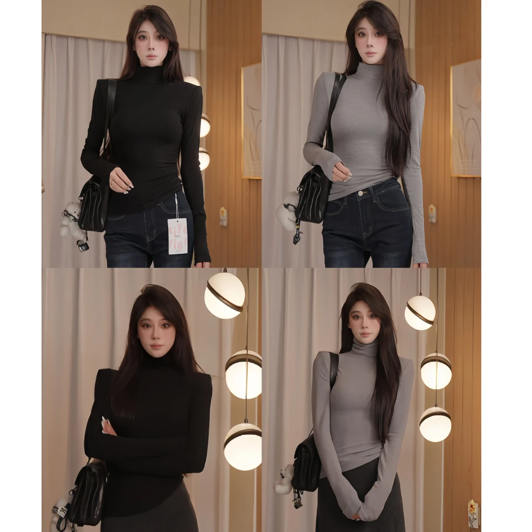 【周周专属】柔软厚实基础款高领半领打底衫女显瘦长袖气质内搭上衣