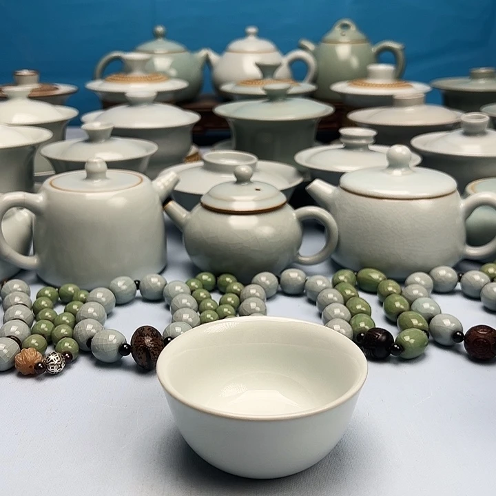 杯月白釉压手杯原矿原釉原产地