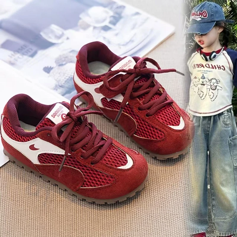 ABC 儿童运动鞋2025春秋新款男童拼色德训鞋网面透气女童阿甘鞋潮