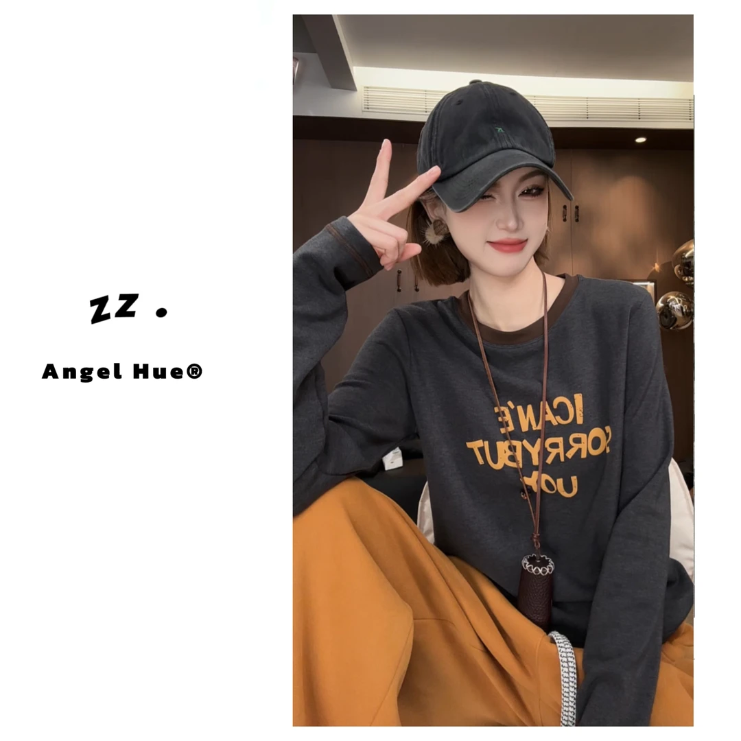 zz ·冬季长袖针织打底发泡印花休闲风百搭女款上衣2148