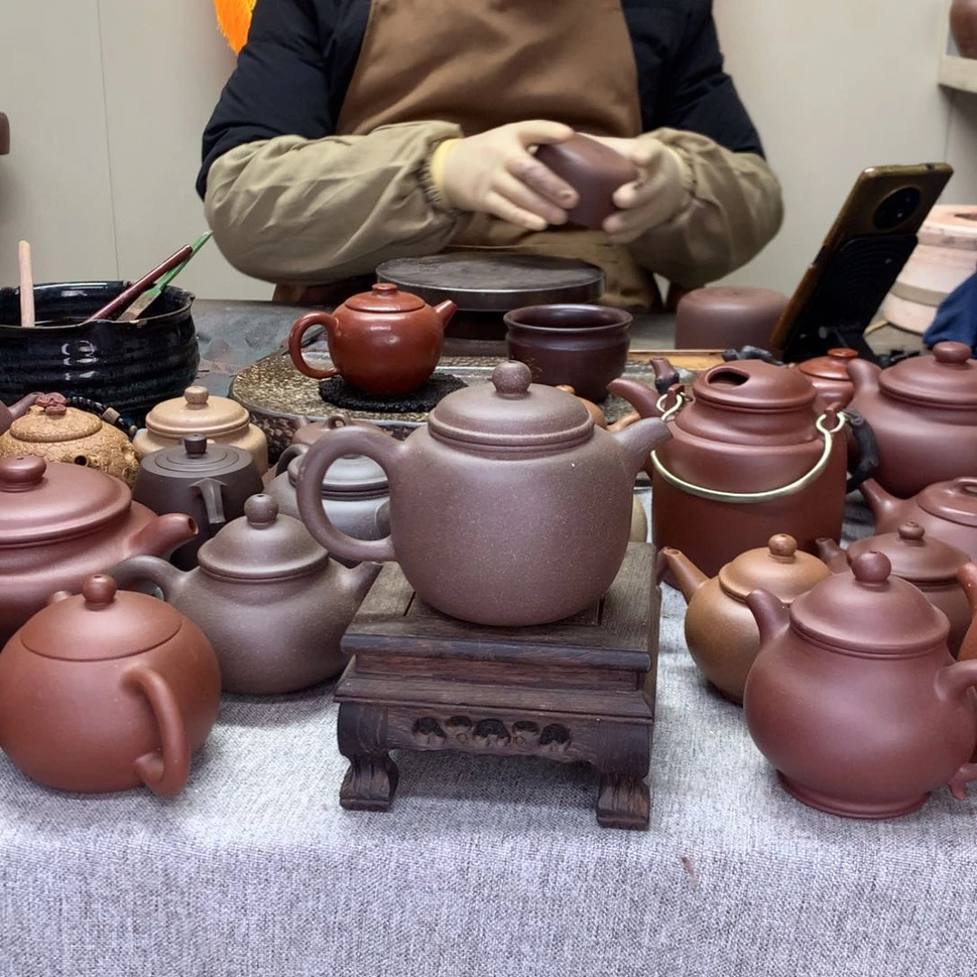 紫泥茶壶鲍尊160C半手工