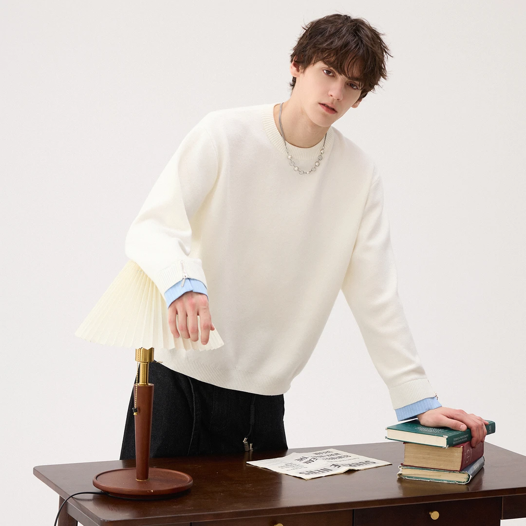 CHICERRO西西里男装高级感圆领毛衣男生内搭时尚休闲百搭宽松秋冬