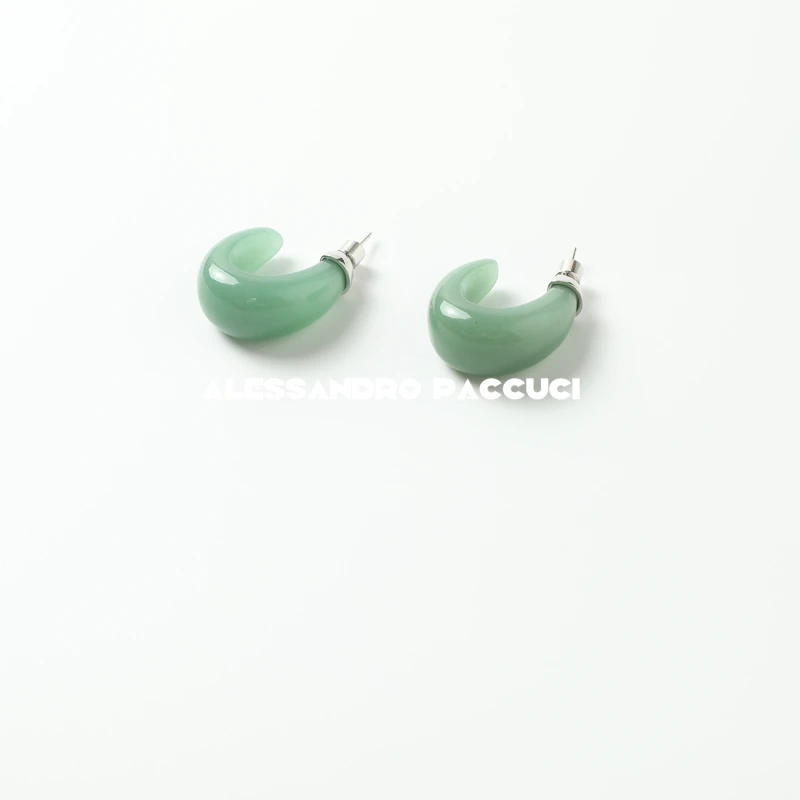 925银耳饰 AP洛哥42081EE【温润湖水】简约百搭时尚圆弧耳环