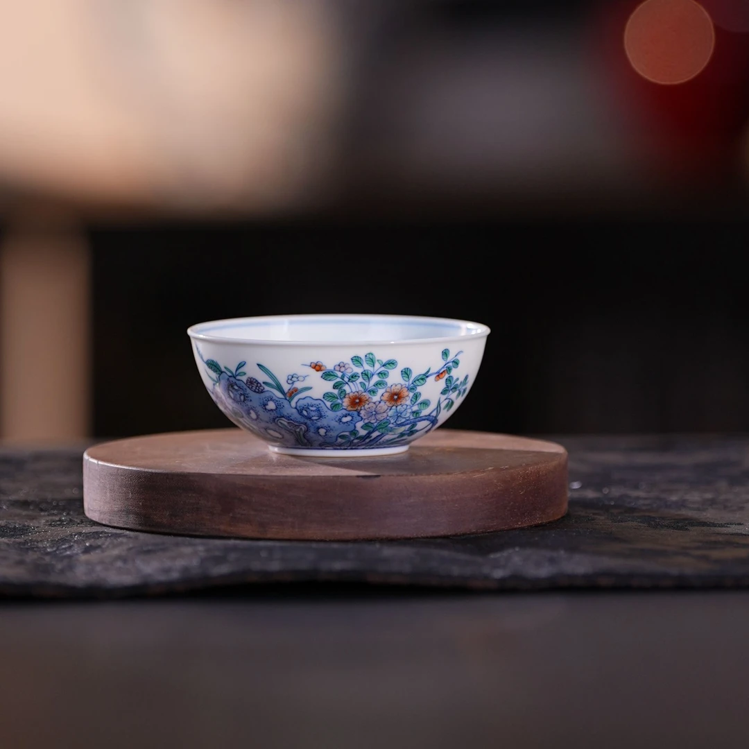 涂杏花丨斗彩花蝶普洱杯180ml |周大乐优选