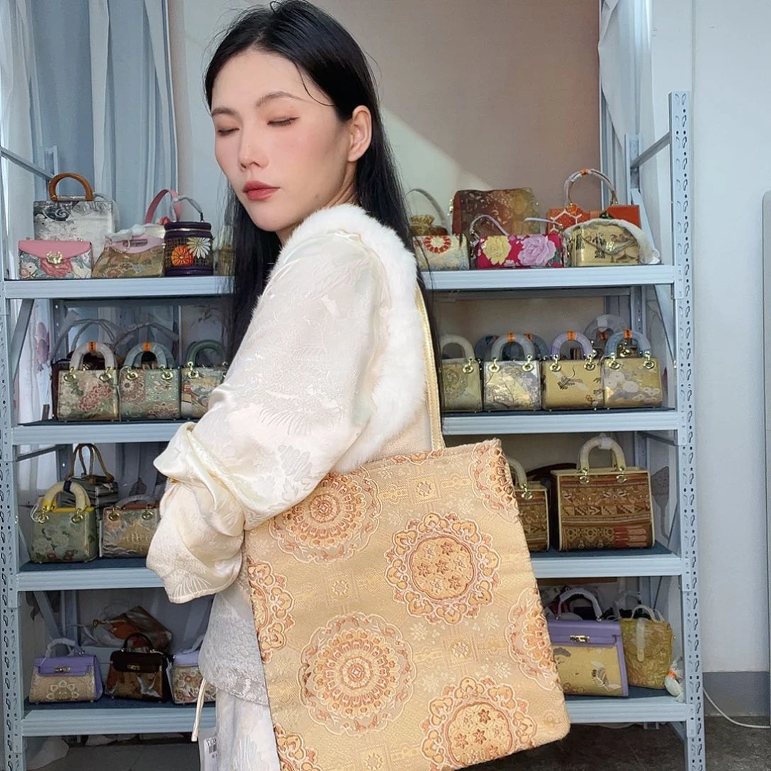 织物桑蚕丝非遗唐锦纯布包