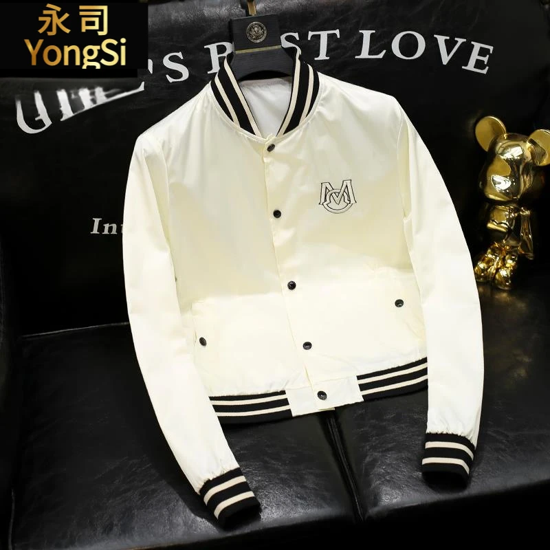 白色外套男夹克男士休闲大码男装秋冬新款高级感外衣欧货衣服帅气