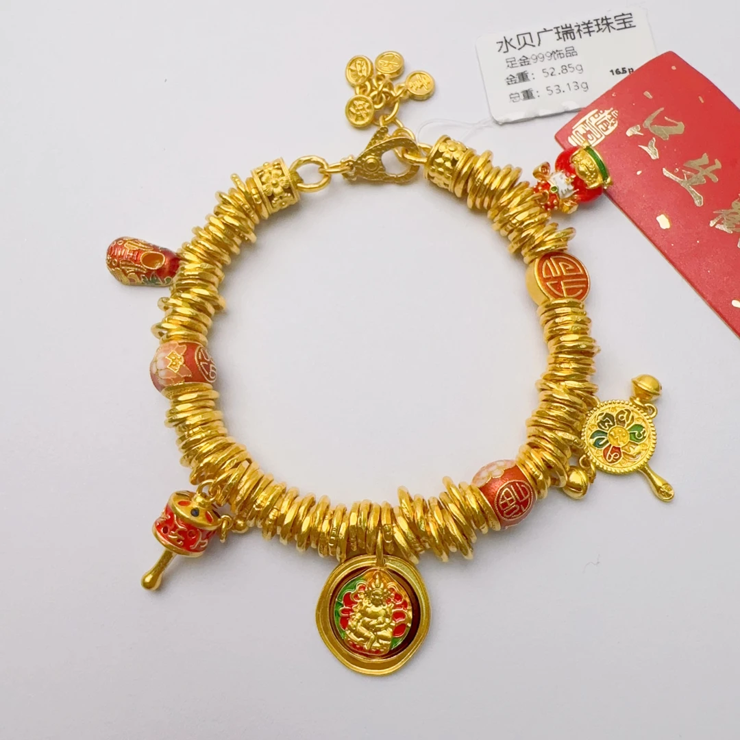 足金999黄金投资金卡六盘缠链 52.85 16.5cm zl