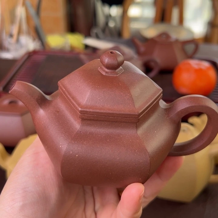 用***5茶壶紫砂紫泥仿古微瑕