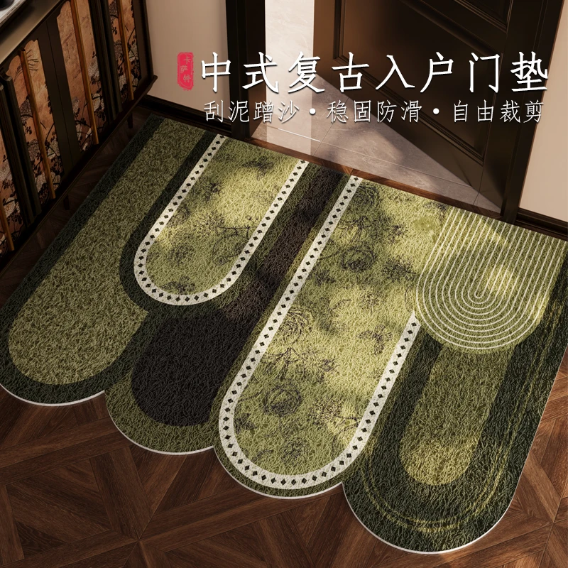 复古入户门地垫绿色高级感中古风防滑蹭土进门玄关门口脚踏垫门垫