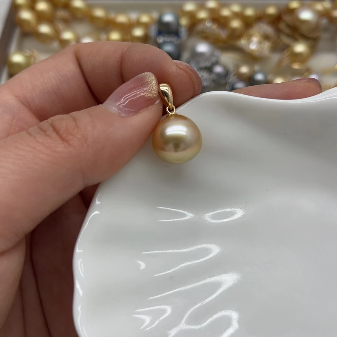 银S925镶嵌海水珍珠吊坠(不含链)