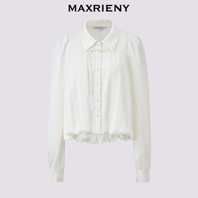 MAXRIENY玛克茜妮清雅新中式衬衫女翻领波点优雅上衣MS85TP511A20