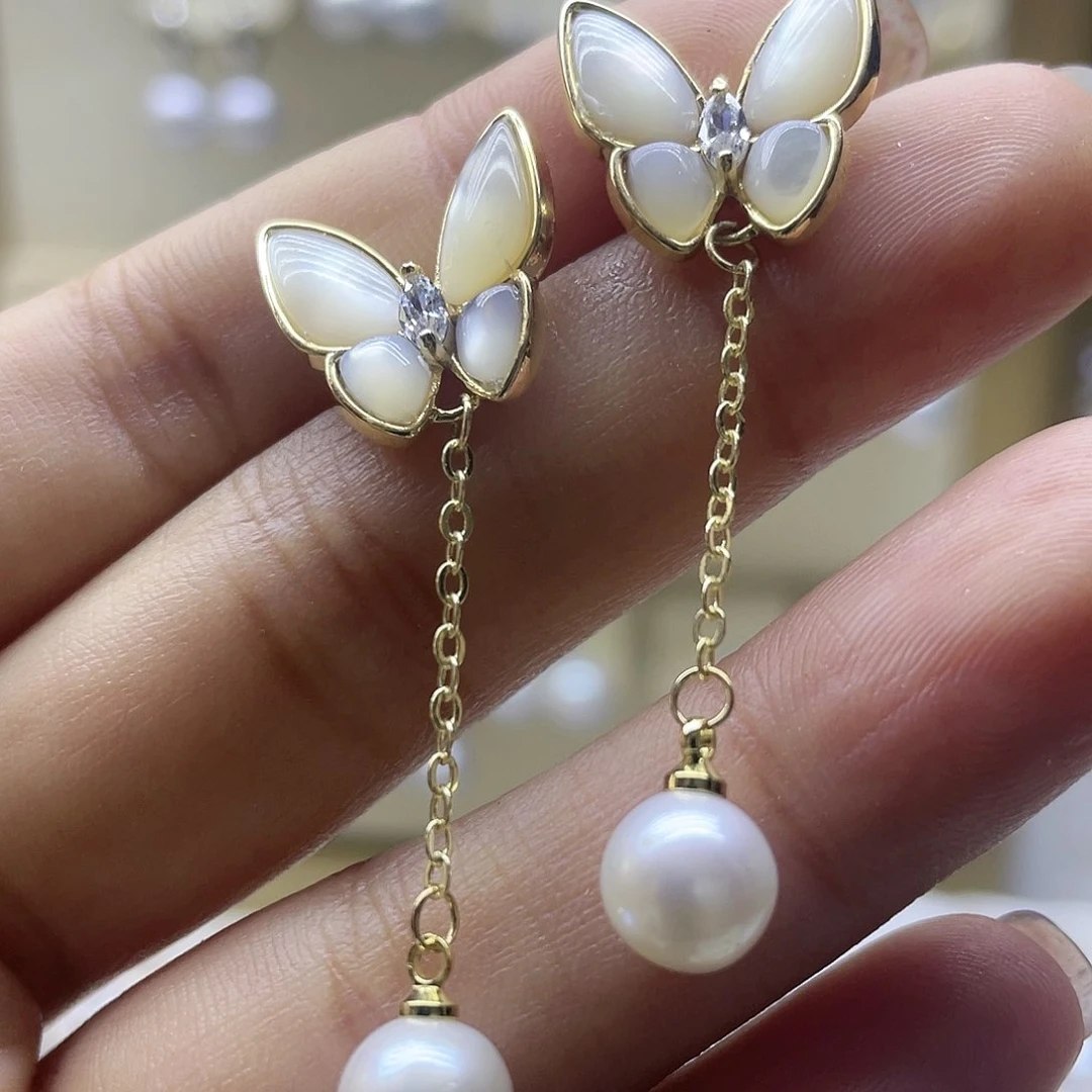 淡水珍珠耳饰银S925镶嵌