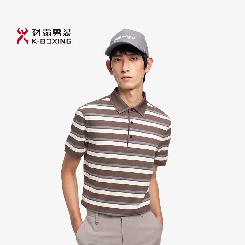 K-boxing/劲霸男装【桑蚕丝】时尚帅气短袖T恤易打理Polo衫BTKE2390
