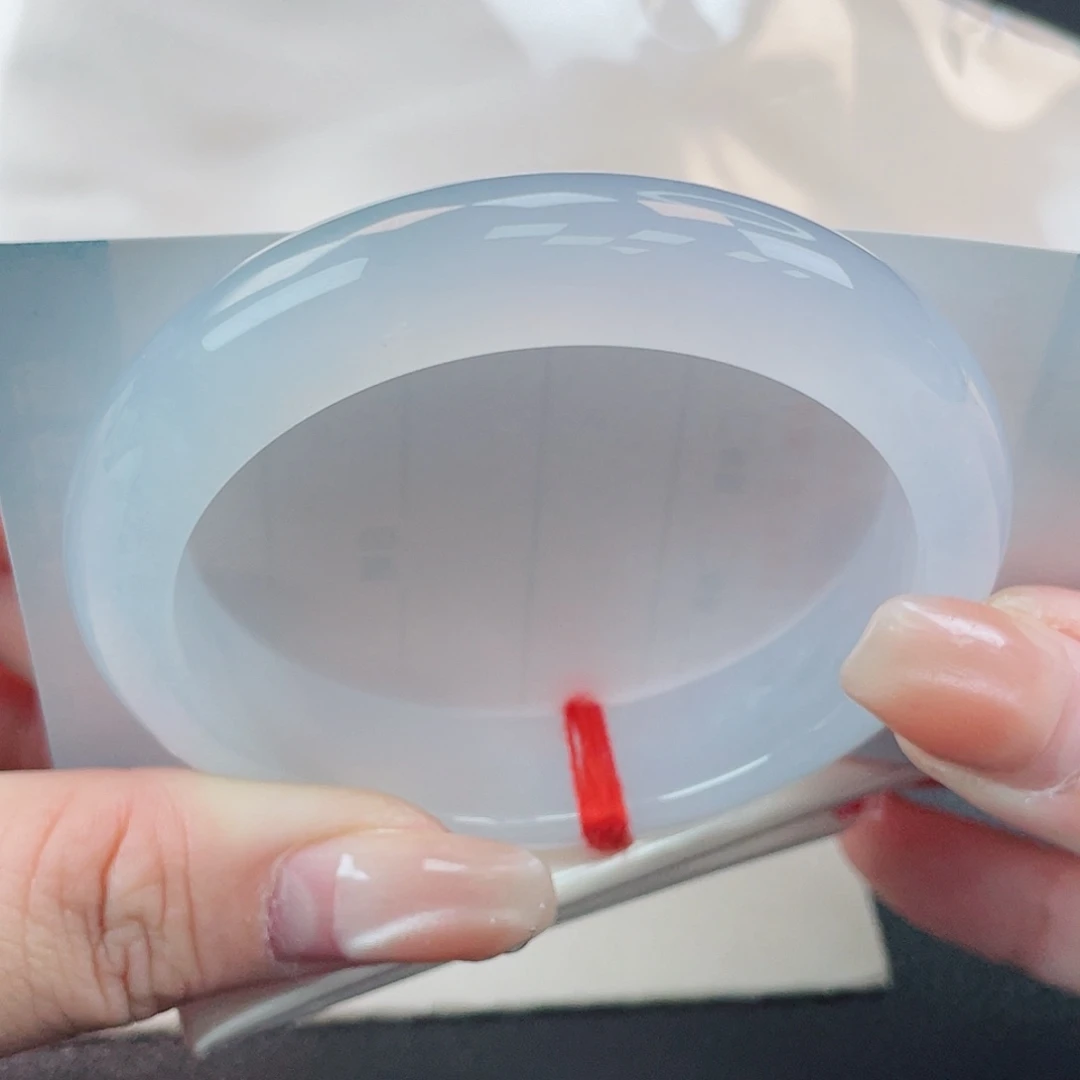 翡翠未镶嵌手镯57正圈冰胶荔枝冻淡粉紫