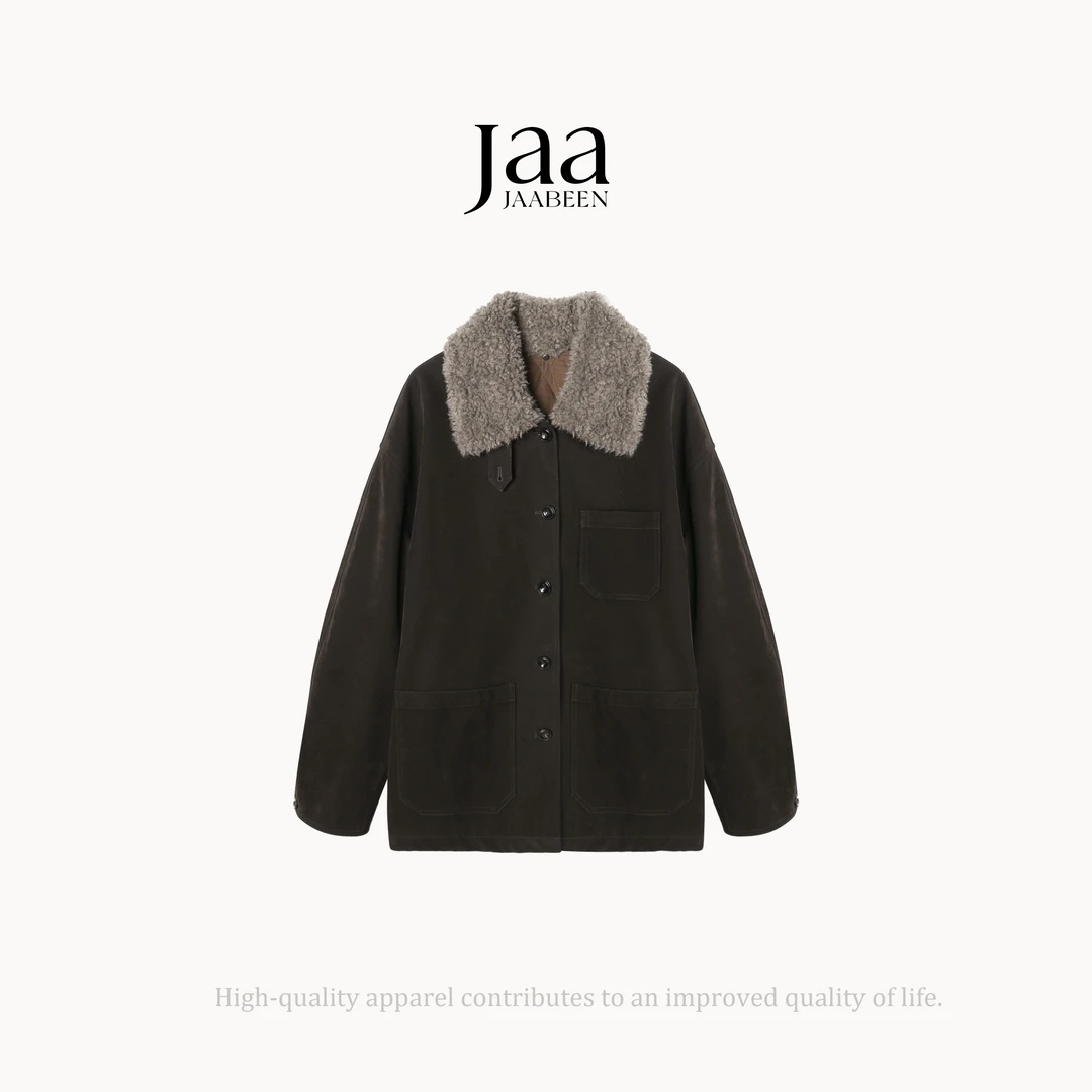 『JAABEEN』25AW秋冬复古毛领外套加厚保暖冬季 25DY111