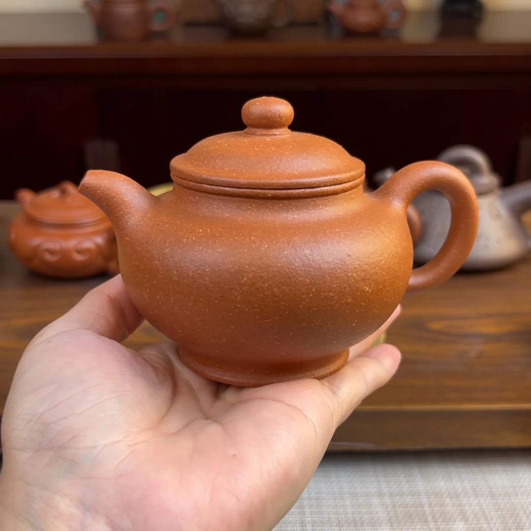 紫砂茶壶黄降坡掇只全手230cc