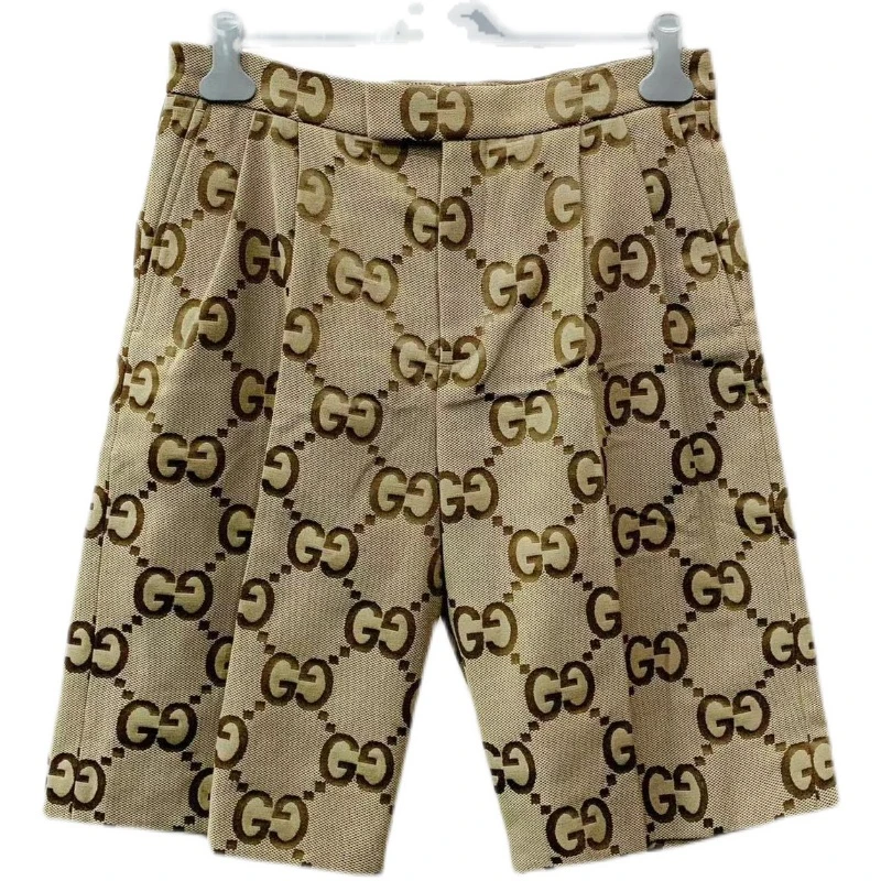 未使用 GUCCI/古驰 M 春夏双G老花Logo印花男休闲短裤 673181
