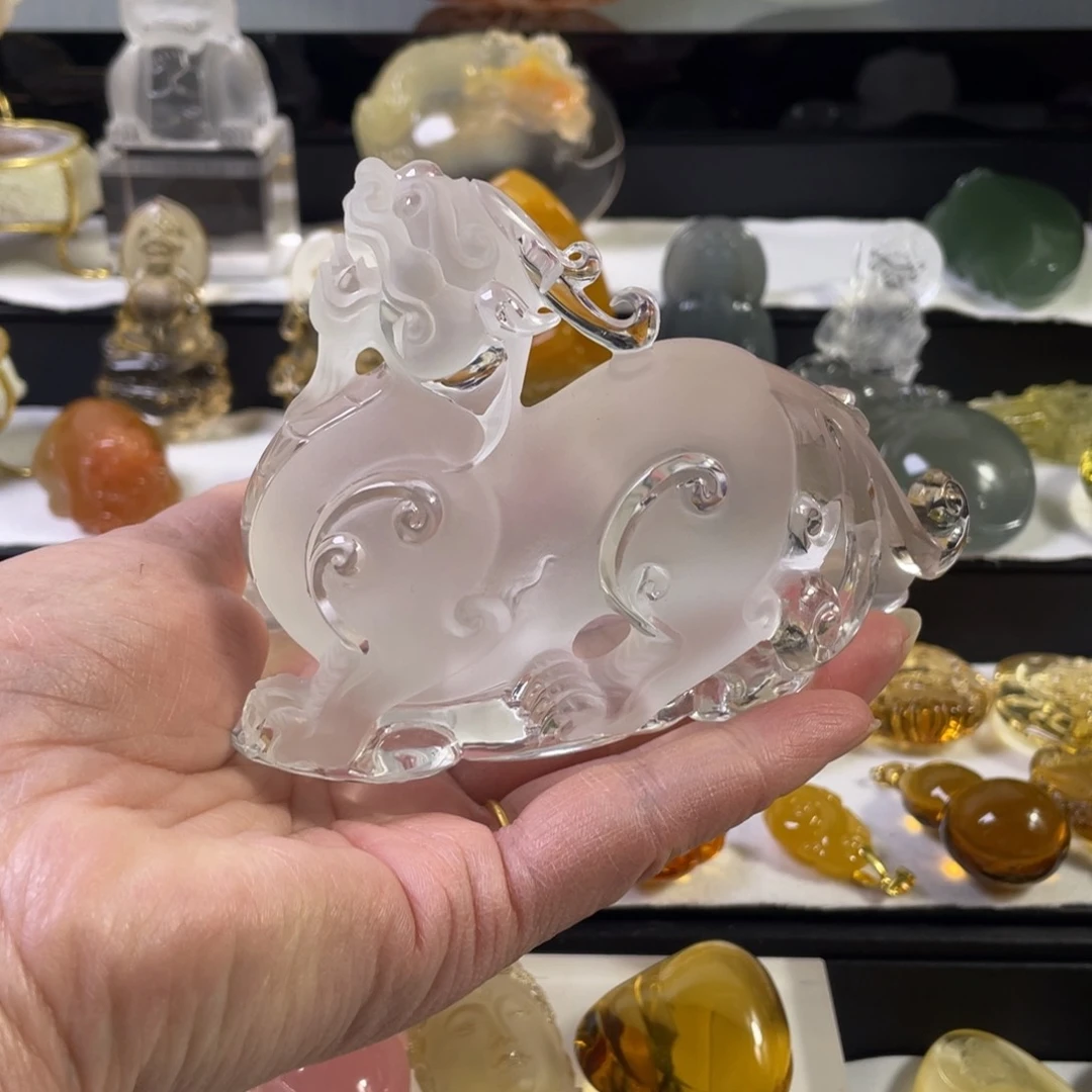 水晶天然水晶貔貅摆件未镶嵌天然水晶白水晶貔貅摆件貔貅