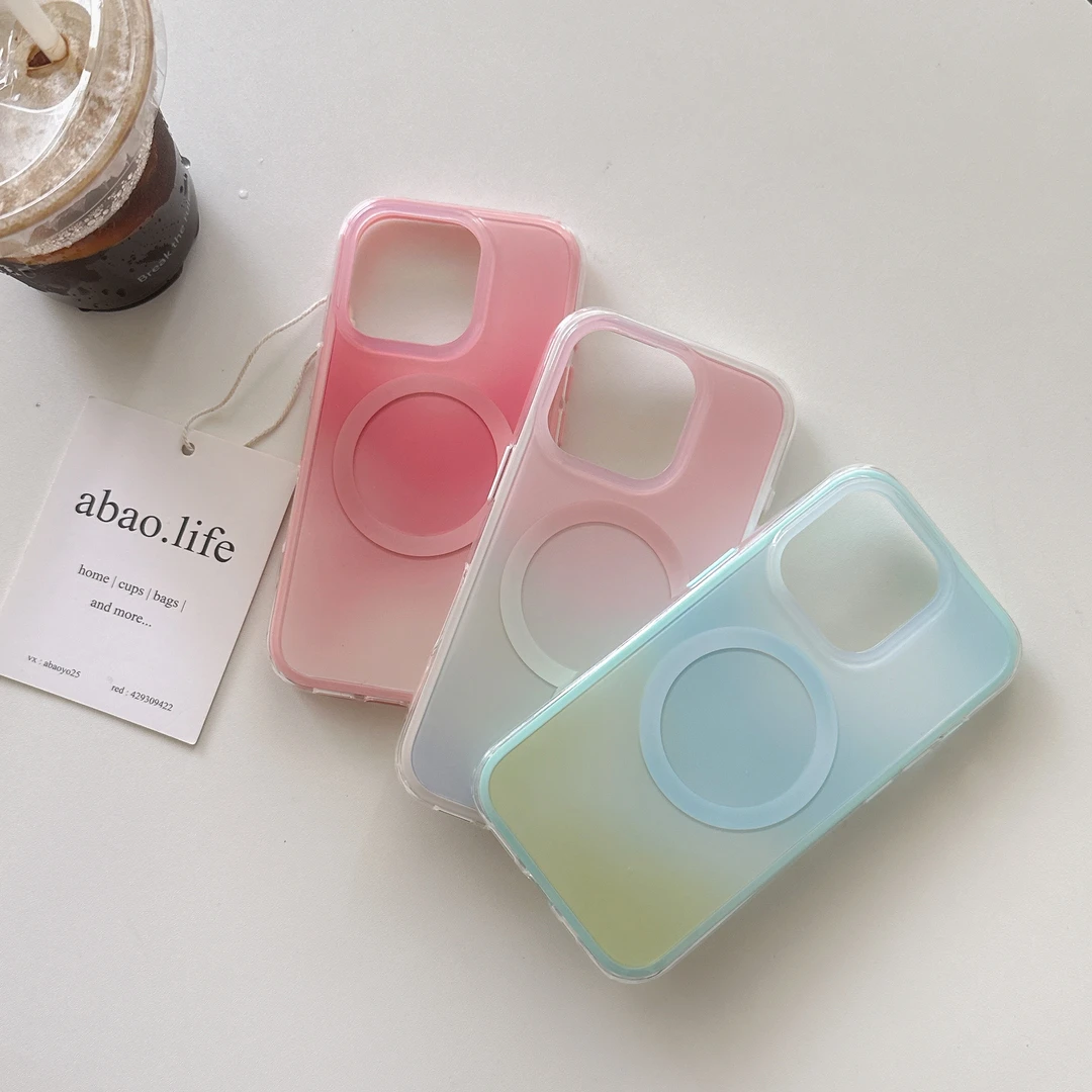 新款二合一创意渐变磁吸防摔手机壳适用于苹果16/15/14/13Promax