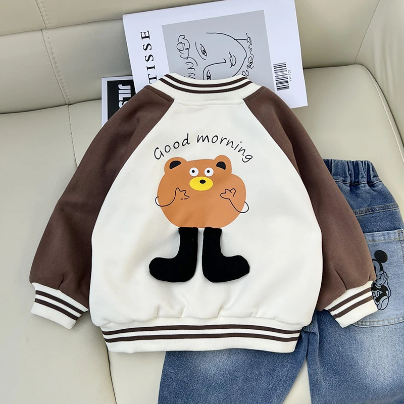 男童洋气外套儿童双层夹克棒球服女宝宝上衣潮童装春秋装小童衣服