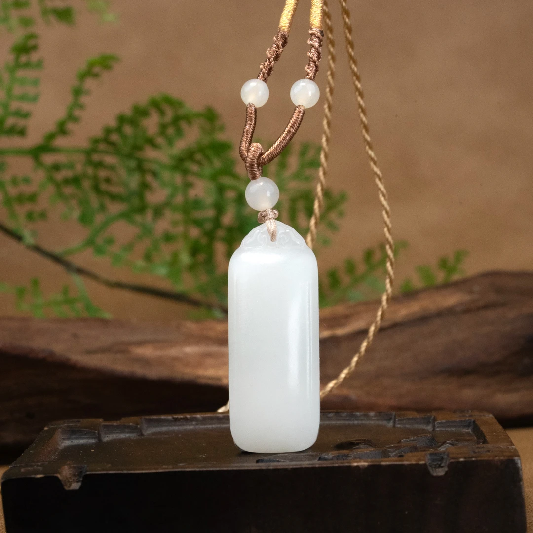 【左氏珠宝】zs1835 和田玉白玉小平安牌百搭小众简约