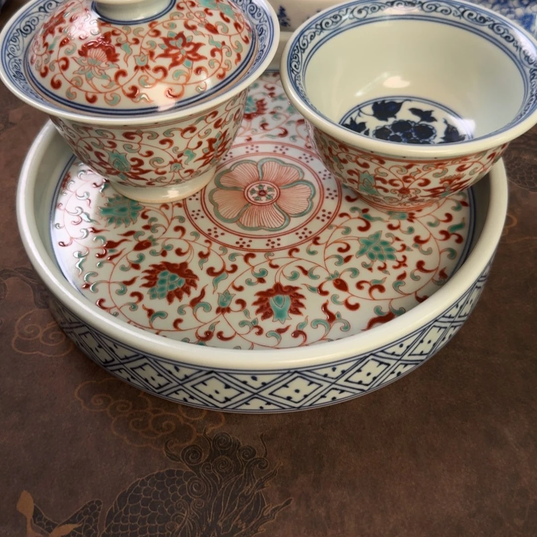 英***籽纯手工手绘陶瓷茶具三件