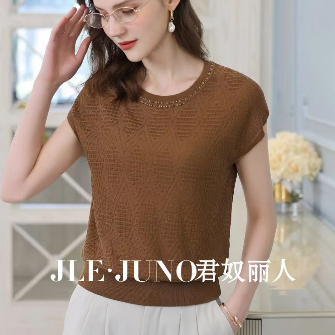 套头款提花镂空圆领夏季毛针织衫针织衫宽松套头百搭