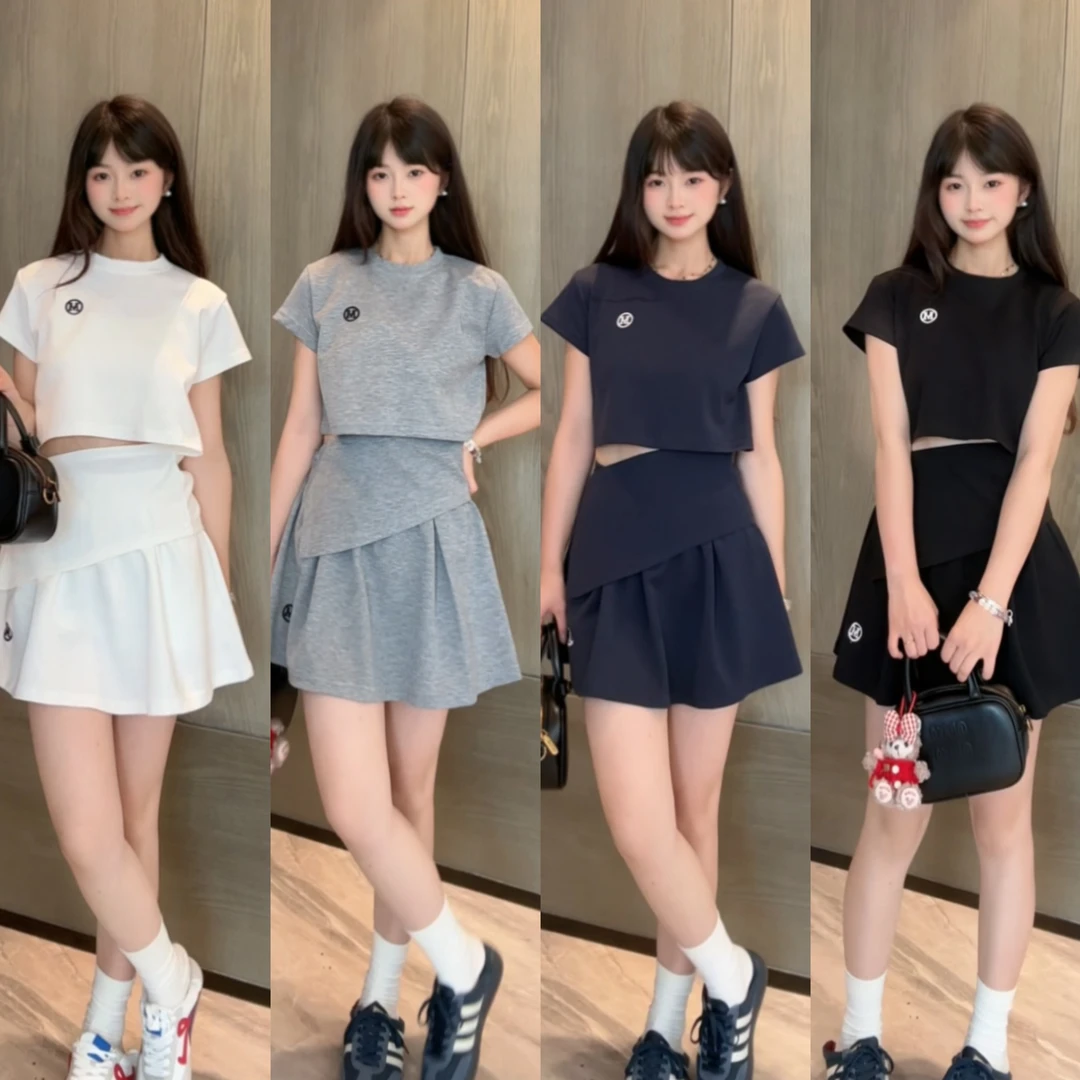 休闲百褶裙时尚法式小个子辣妹风千金风显瘦洋气时尚套装