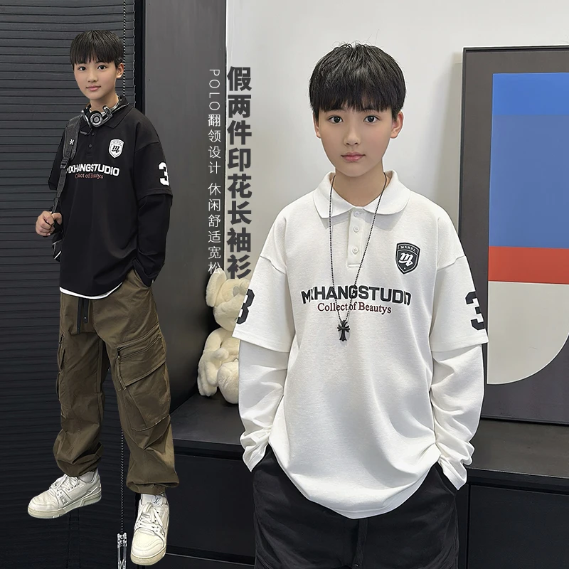 CX3751赖家青少年2025年春季中大童长袖T男童打底衫