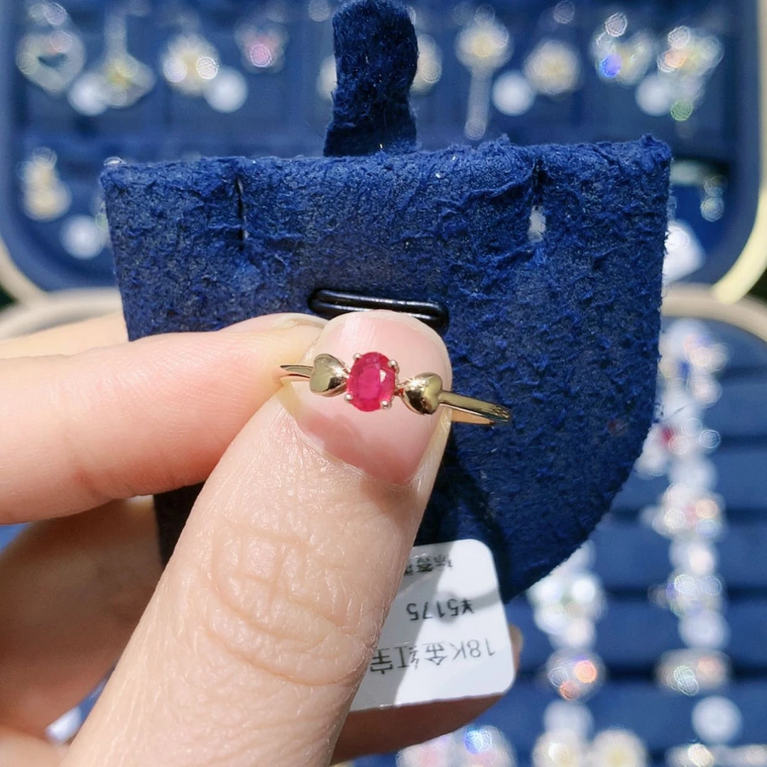 【闪购商品】18K金镶嵌戒指红宝石红宝石爱心戒指