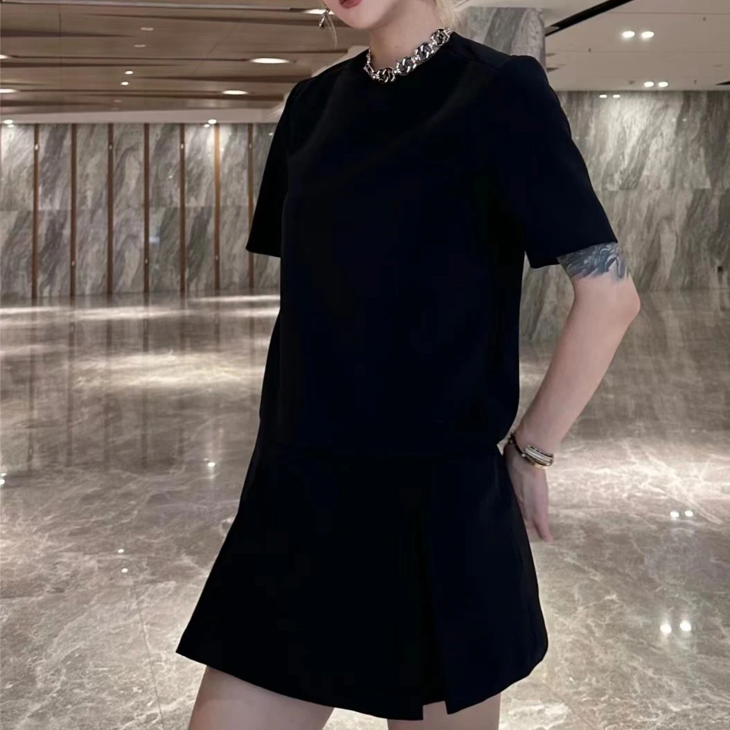 欧洲站高端圆领连衣裙23163网红