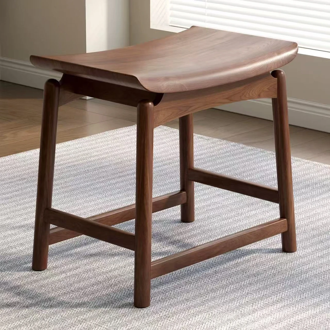 北美黑胡桃元宝凳实木凳原木新中式客厅简约小凳家用马鞍凳实木椅