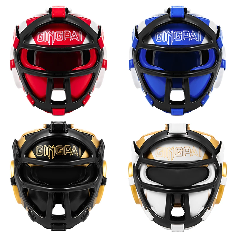 拳击头盔儿童成人搏击散打护头套泰拳训练猴脸护鼻梁男女格斗护具