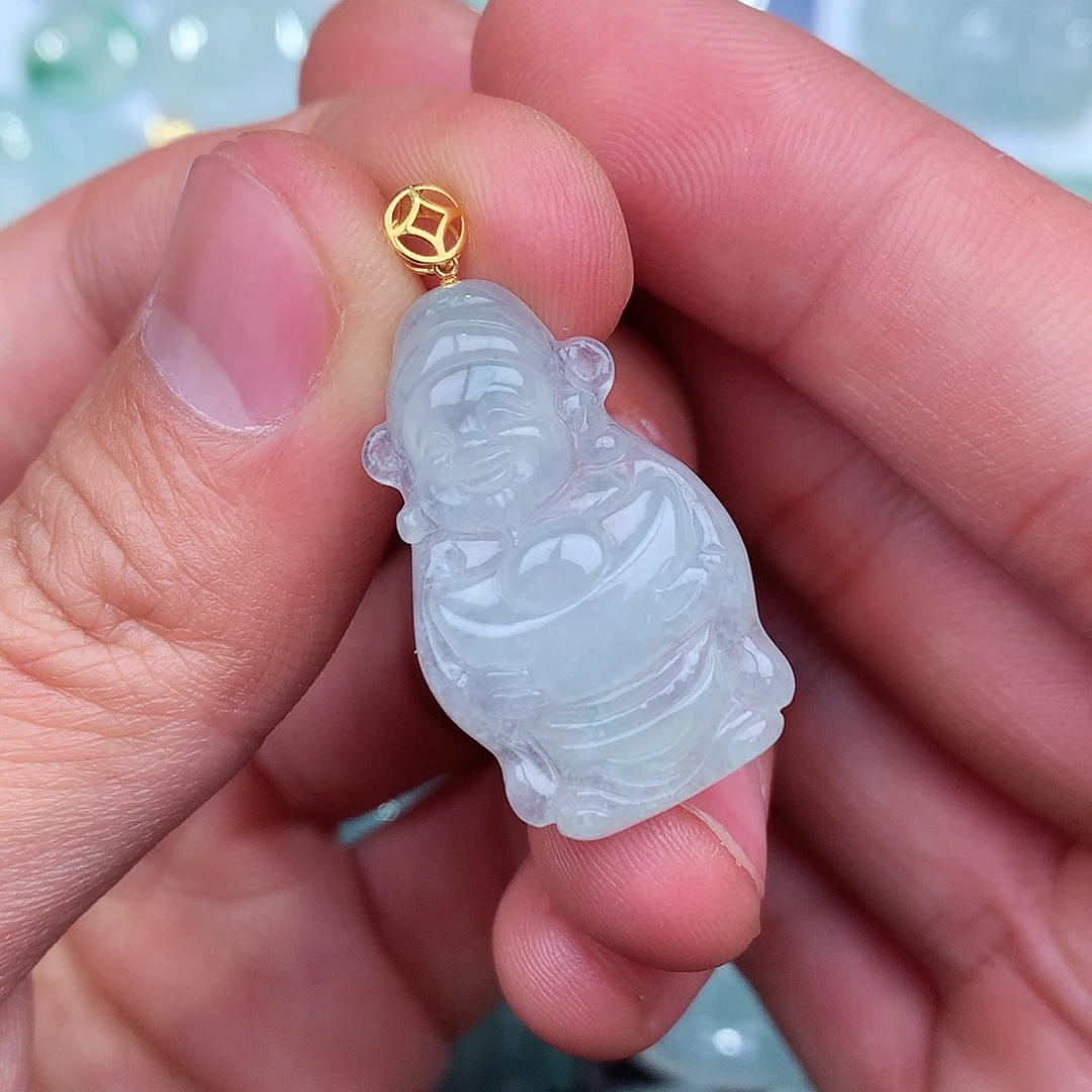 翡翠吊坠(不含链)18K金镶嵌